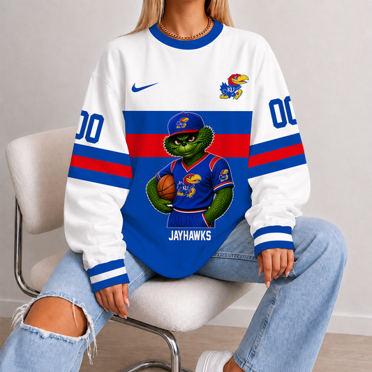 [FAN FAVORITE] NEW CUSTOMIZED NCAA MAM01 KSJ KANSAS JAYHAWKS STRAPPY UNISEX SWEATSHIRT