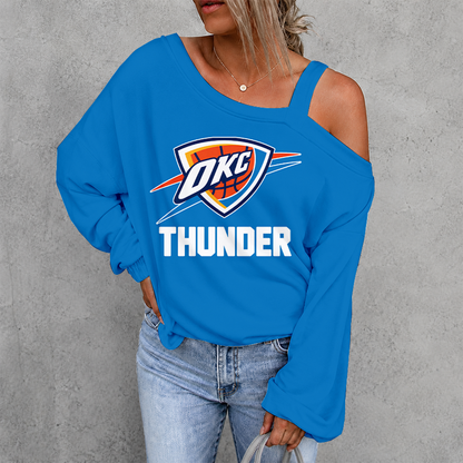 [HOT DEAL] NEW CUSTOMIZED NBA01 OCT OKLAHOMA CITY THUNDER WOMEN'S OFF-SHOULDER LONG SLEEVE SHIRT