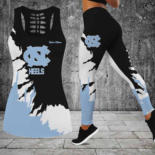 [FAN FAVORITE] NEW CUSTOMIZED NCAA CFH01 NTH NORTH CAROLINA TAR HEELS HOLLOW TANK TOP & LEGGINGS SET