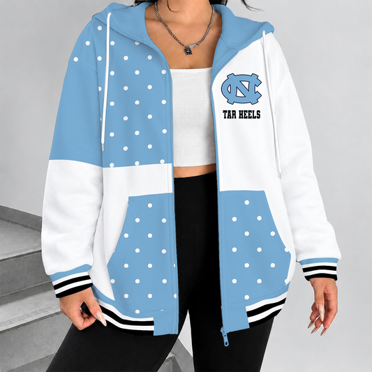 [FAN FAVORITE] NEW CUSTOMIZED NCAA CFH01 NTH NORTH CAROLINA TAR HEELS STRAPPY ZIP HOODIE