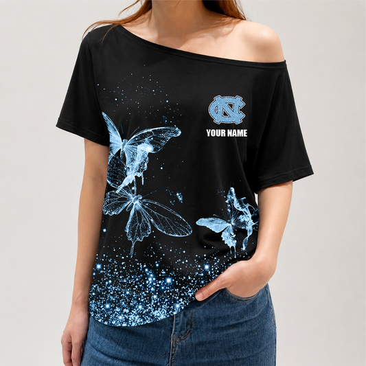 [FAN FAVORITE] NEW CUSTOMIZED NCAA CFH01 NTH NORTH CAROLINA TAR HEELS OFF-SHOULDER SHIRT