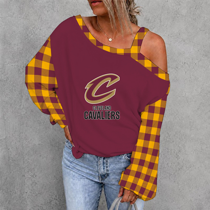 [HOT DEAL] NEW CUSTOMIZED NBA02 CCA CLEVELAND CAVALIERS WOMEN'S OFF-SHOULDER LONG SLEEVE SHIRT