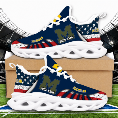 [FAN FAVORITE] NEW CUSTOMIZED NCAA MAM02 MIW MICHIGAN WOLVERINES STRAPPY UNISEX CLUNKY SNEAKERS
