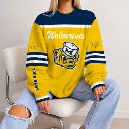 [FAN FAVORITE] NEW CUSTOMIZED NCAA MAM02 MIW MICHIGAN WOLVERINES STRAPPY UNISEX SWEATSHIRT