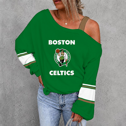 [HOT DEAL] NEW CUSTOMIZED NBA03 BCE BOSTON CELTICS WOMEN'S OFF-SHOULDER LONG SLEEVE SHIRT