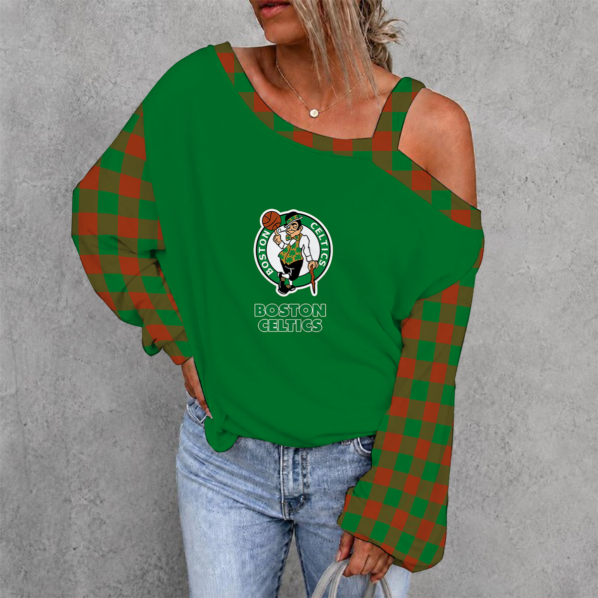 [HOT DEAL] NEW CUSTOMIZED NBA03 BCE BOSTON CELTICS WOMEN'S OFF-SHOULDER LONG SLEEVE SHIRT