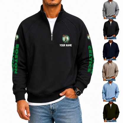 [HOT DEAL] NEW CUSTOMIZED NBA03 BCE BOSTON CELTICS  MEN'S QUARTER ZIP PULLOVER