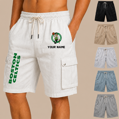 [HOT DEAL] NEW CUSTOMIZED NBA03 BCE BOSTON CELTICS MEN'S DRAWSTRING CARGO SHORTS