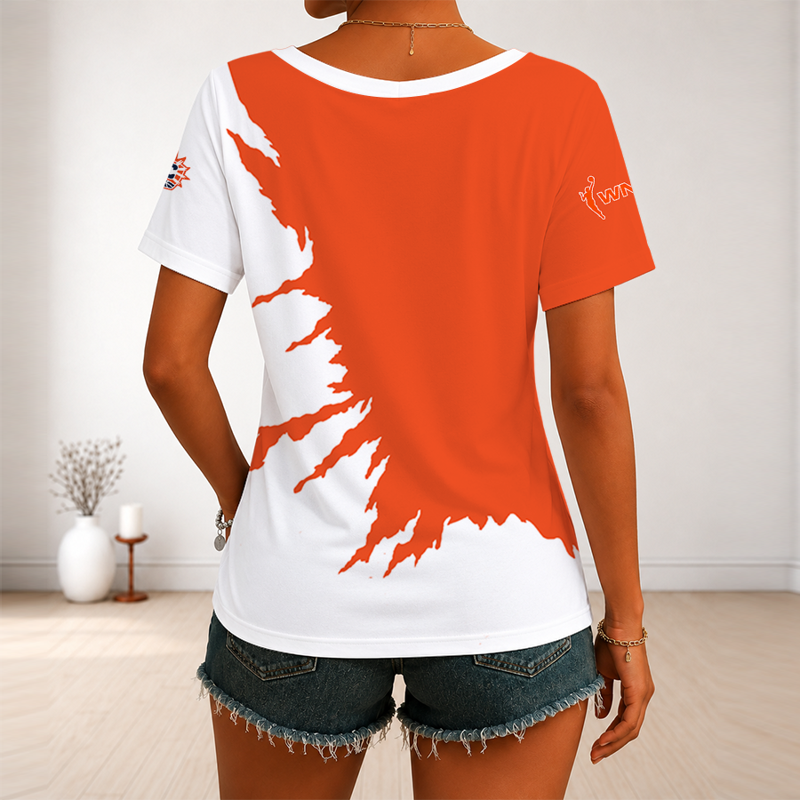 [FAN FAVORITE] NEW CUSTOMIZED WNBA03 CTS CONNECTICUT SUN V-NECK FEMALE SHIRT