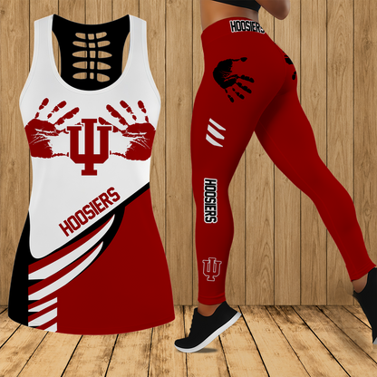 [FAN FAVORITE] NEW CUSTOMIZED NCAA MAM03 IDH INDIANA HOOSIERS STRAPPY HOLLOW TANK TOP & LEGGINGS SET
