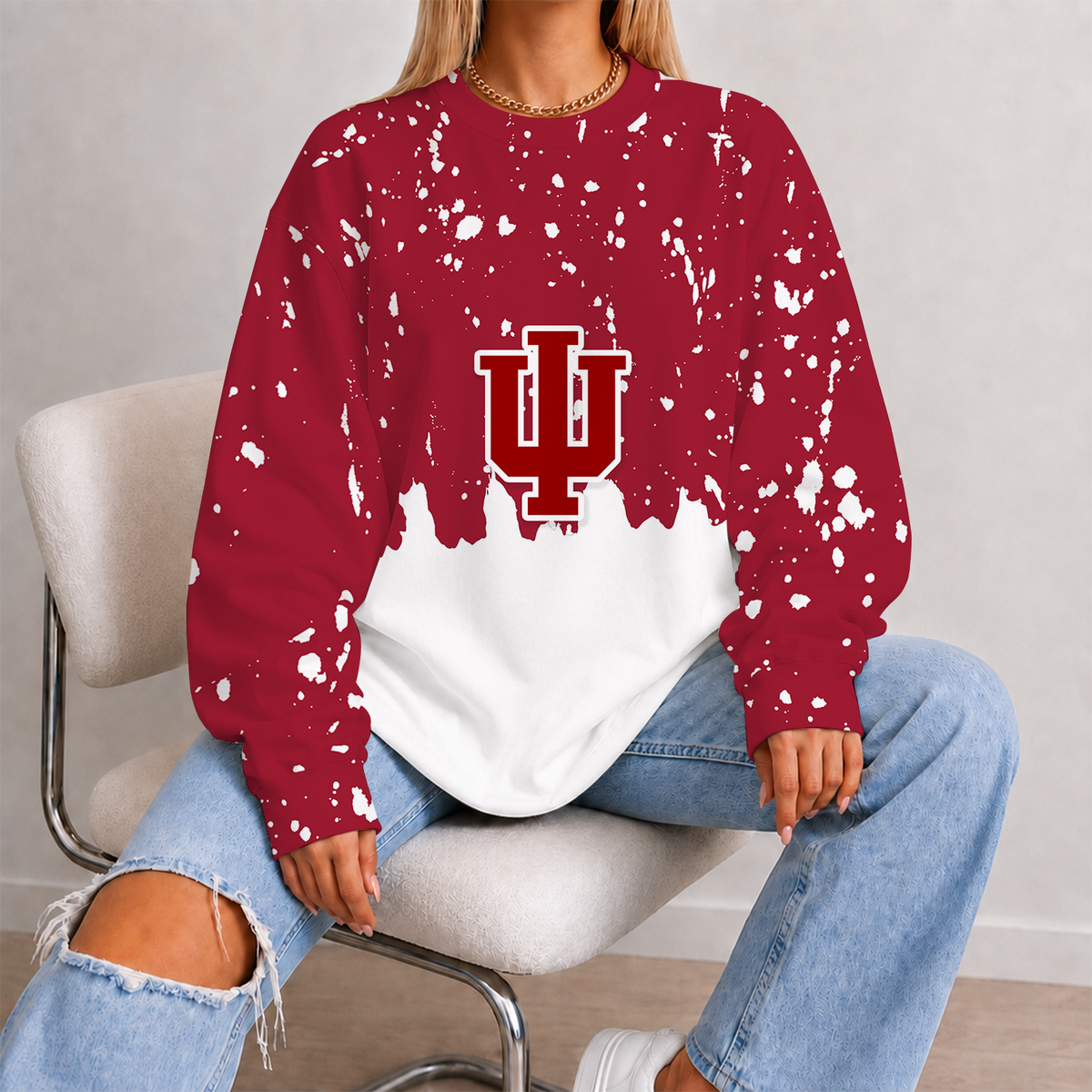 [FAN FAVORITE] NEW CUSTOMIZED NCAA MAM03 IDH INDIANA HOOSIERS STRAPPY UNISEX SWEATSHIRT
