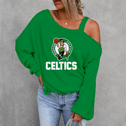 [HOT DEAL] NEW CUSTOMIZED NBA03 BCE BOSTON CELTICS WOMEN'S OFF-SHOULDER LONG SLEEVE SHIRT