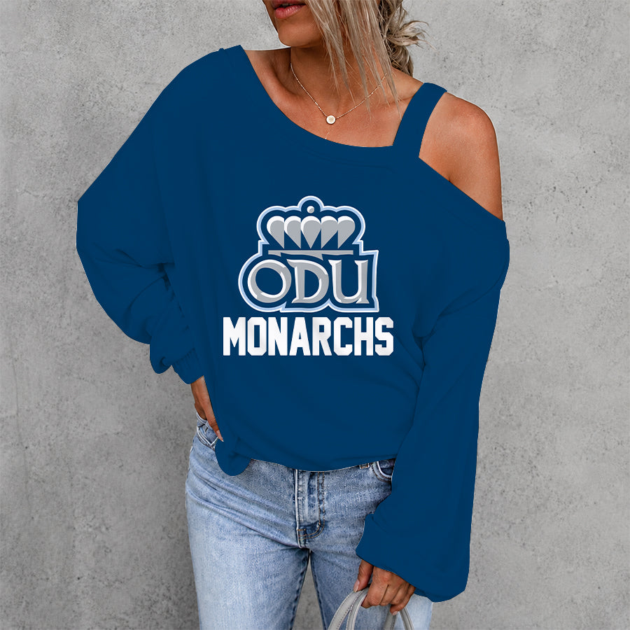 [FAN FAVORITE] NEW CUSTOMIZED NCAA CFH03 ODM OLD DOMINION MONARCHS WOMEN'S OFF-SHOULDER LONG SLEEVE SHIRT