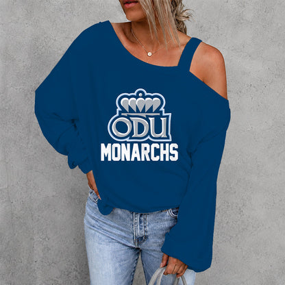 [FAN FAVORITE] NEW CUSTOMIZED NCAA CFH03 ODM OLD DOMINION MONARCHS WOMEN'S OFF-SHOULDER LONG SLEEVE SHIRT