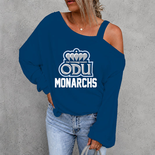 [FAN FAVORITE] NEW CUSTOMIZED NCAA CFH03 ODM OLD DOMINION MONARCHS WOMEN'S OFF-SHOULDER LONG SLEEVE SHIRT
