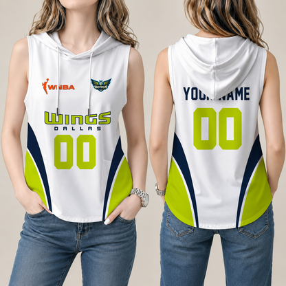 [FAN FAVORITE] NEW CUSTOMIZED WNBA04 DLW DALLAS WINGS WOMEN'S SLEEVELESS HOODED POCKET TANK TOP