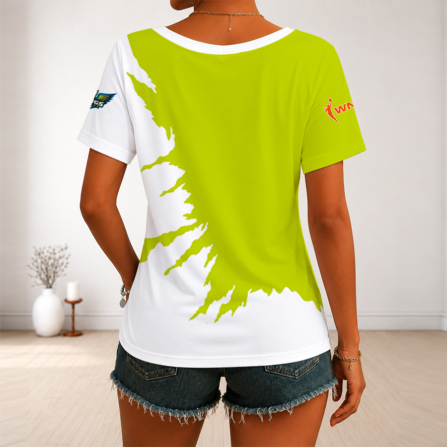 [FAN FAVORITE] NEW CUSTOMIZED WNBA04 DLW DALLAS WINGS V-NECK FEMALE SHIRT