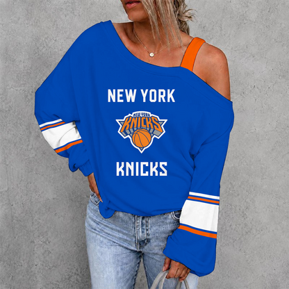 [HOT DEAL] NEW CUSTOMIZED NBA04 NYK NEW YORK KNICKS WOMEN'S OFF-SHOULDER LONG SLEEVE SHIRT