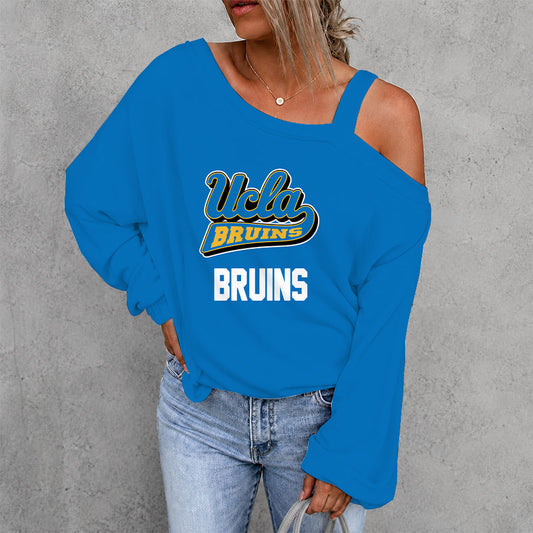 [FAN FAVORITE] NEW CUSTOMIZED NCAA MAM04 UCB UCLA BRUINS WOMEN'S OFF-SHOULDER LONG SLEEVE SHIRT