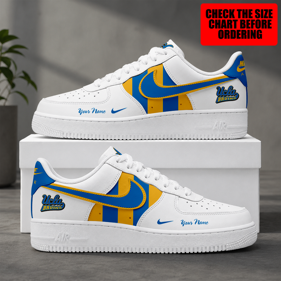 [FAN FAVORITE] NEW CUSTOMIZED NCAA MAM04 UCB UCLA BRUINS STRAPPY AF1 SHOES