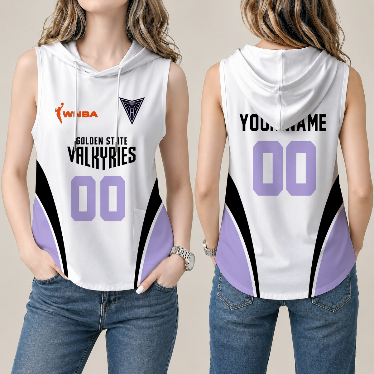 [FAN FAVORITE] NEW CUSTOMIZED WNBA05 GSV GOLDEN STATE VALKYRIES WOMEN'S SLEEVELESS HOODED POCKET TANK TOP