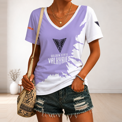 [FAN FAVORITE] NEW CUSTOMIZED WNBA05 GSV GOLDEN STATE VALKYRIES V-NECK FEMALE SHIRT