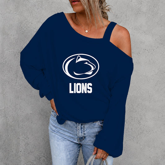 [FAN FAVORITE] NEW CUSTOMIZED NCAA CFH05 PNL PENN STATE NITTANY LIONS WOMEN'S OFF-SHOULDER LONG SLEEVE SHIRT