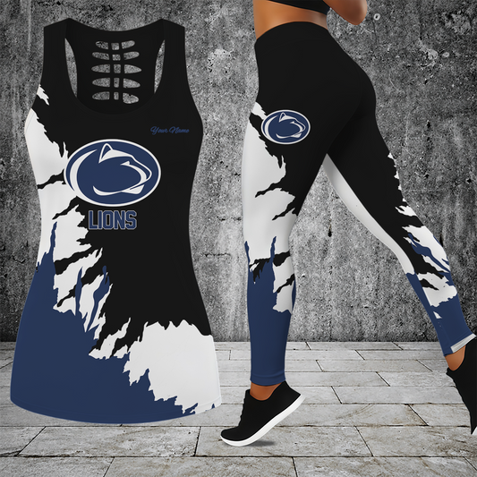 [FAN FAVORITE] NEW CUSTOMIZED NCAA CFH05 PNL PENN STATE NITTANY LIONS HOLLOW TANK TOP & LEGGINGS SET