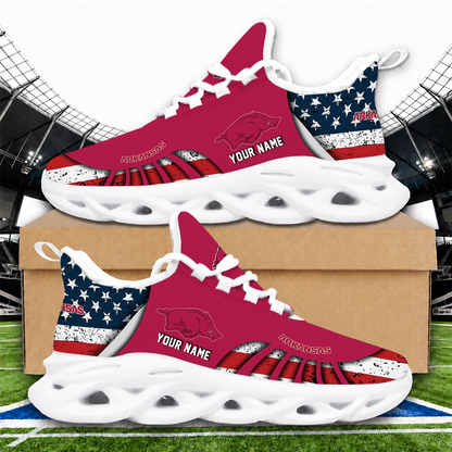 [FAN FAVORITE] NEW CUSTOMIZED NCAA MAM06 AKR ARKANSAS RAZORBACKS STRAPPY UNISEX CLUNKY SNEAKERS
