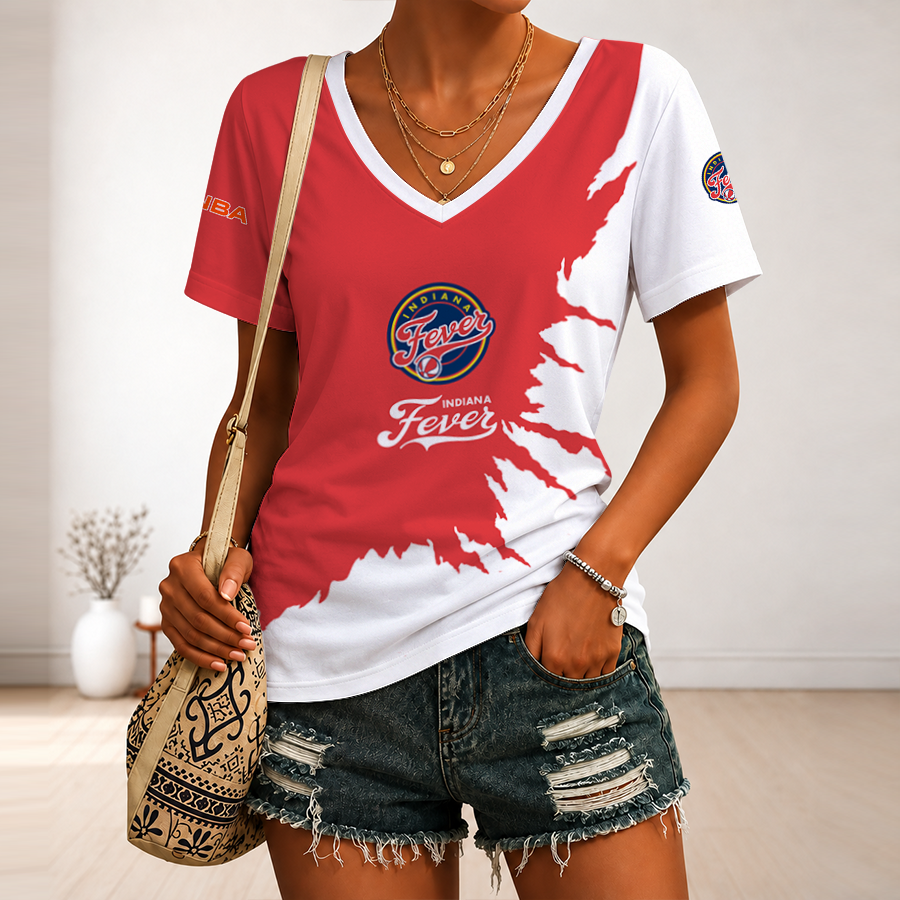 [FAN FAVORITE] NEW CUSTOMIZED WNBA06 IDF INDIANA FEVER V-NECK FEMALE SHIRT