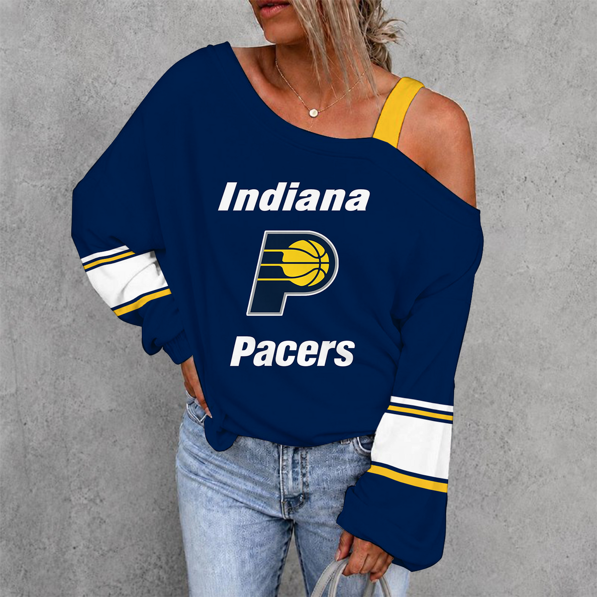[HOT DEAL] NEW CUSTOMIZED NBA06 IPA INDIANA PACERS WOMEN'S OFF-SHOULDER LONG SLEEVE SHIRT
