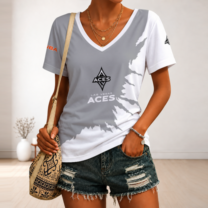 [FAN FAVORITE] NEW CUSTOMIZED WNBA07 LVA LAS VEGAS ACES V-NECK FEMALE SHIRT