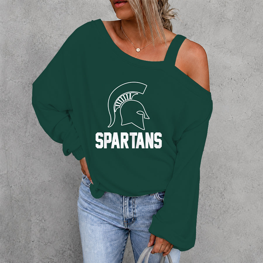 [FAN FAVORITE] NEW CUSTOMIZED NCAA MAM07 MSS MICHIGAN STATE SPARTANS WOMEN'S OFF-SHOULDER LONG SLEEVE SHIRT