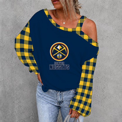 [HOT DEAL] NEW CUSTOMIZED NBA08 DNU DENVER NUGGETS WOMEN'S OFF-SHOULDER LONG SLEEVE SHIRT