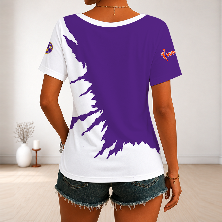 [FAN FAVORITE] NEW CUSTOMIZED WNBA08 LAS LOS ANGELES SPARKS V-NECK FEMALE SHIRT
