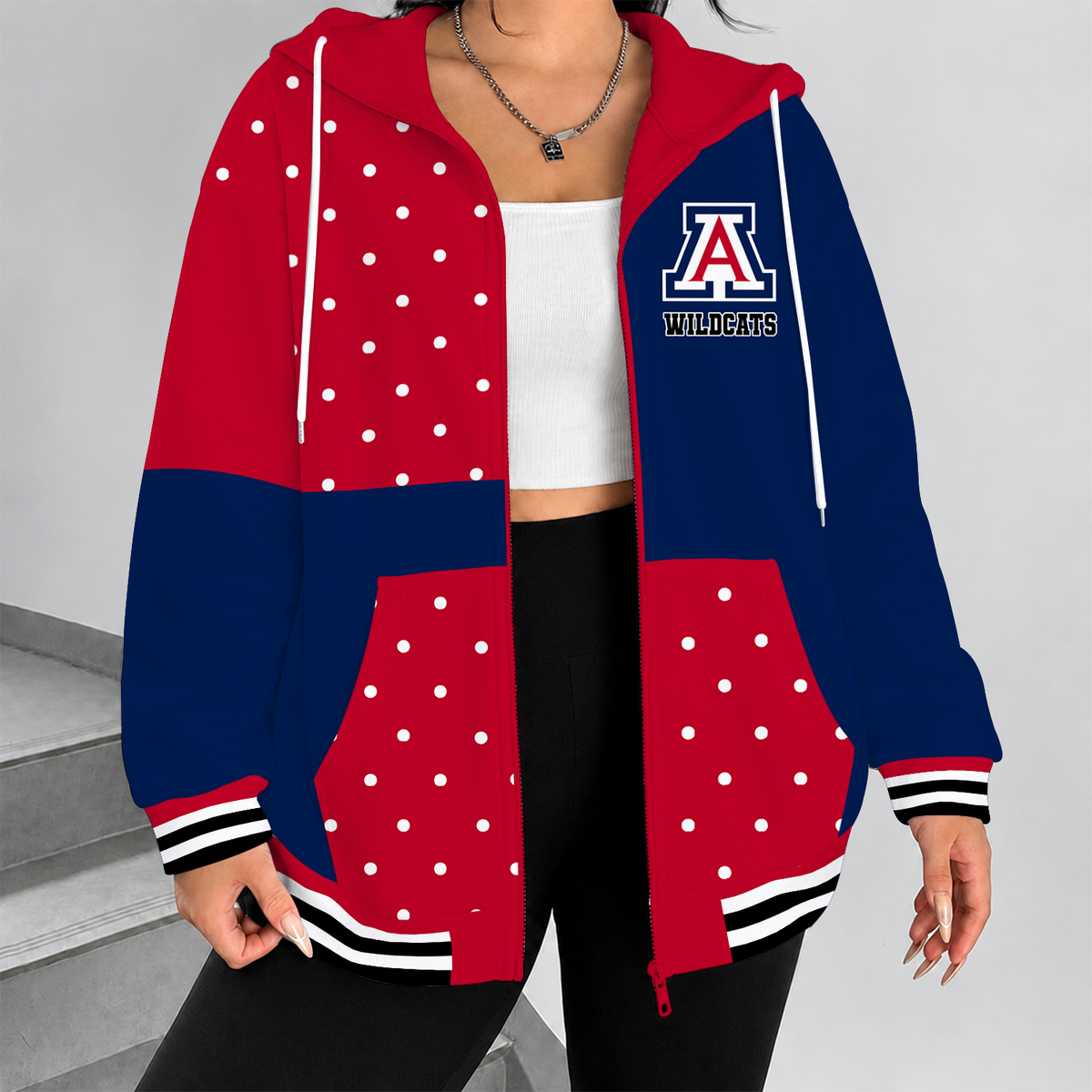 [FAN FAVORITE] NEW CUSTOMIZED NCAA MAM09 ARW ARIZONA WILDCATS STRAPPY ZIP HOODIE
