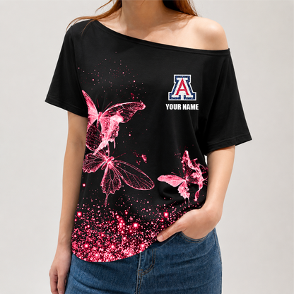 [FAN FAVORITE] NEW CUSTOMIZED NCAA MAM09 ARW ARIZONA WILDCATS STRAPPY OFF-SHOULDER SHIRT
