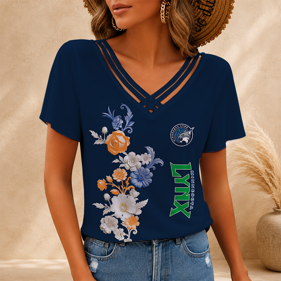[FAN FAVORITE] NEW CUSTOMIZED WNBA09 MNL MINNESOTA LYNX V-NECK SHIRT