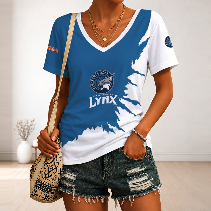 [FAN FAVORITE] NEW CUSTOMIZED WNBA09 MNL MINNESOTA LYNX V-NECK FEMALE SHIRT