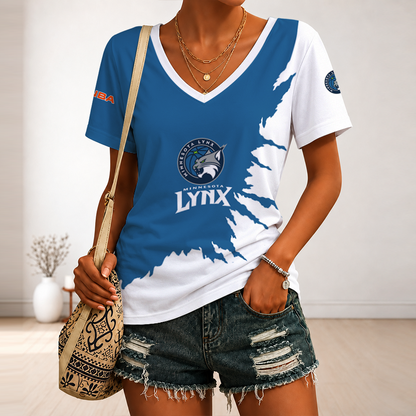 [FAN FAVORITE] NEW CUSTOMIZED WNBA09 MNL MINNESOTA LYNX V-NECK FEMALE SHIRT