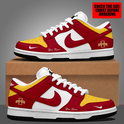 [FAN FAVORITE] NEW CUSTOMIZED NCAA MAM10 ISC IOWA STATE CYCLONES STRAPPY DUNK LOW SHOES