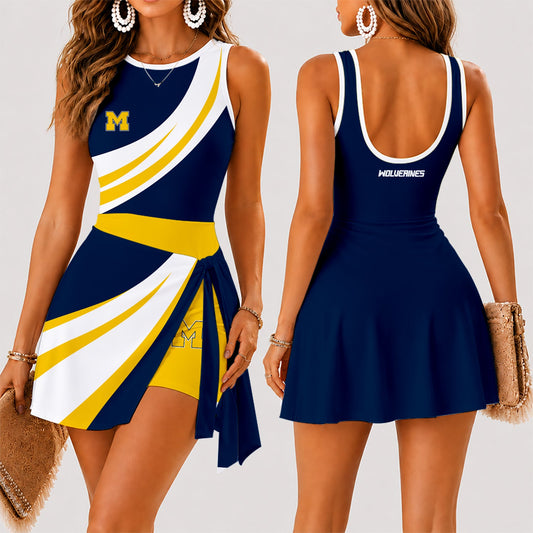 [FAN FAVORITE] NEW CUSTOMIZED NCAA CFH10 MIW MICHIGAN WOLVERINES WOMEN'S SUMMER SKORT DRESS