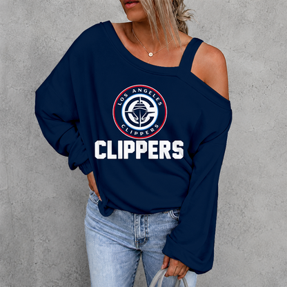 [HOT DEAL] NEW CUSTOMIZED NBA10 LCL LOS ANGELES CLIPPERS WOMEN'S OFF-SHOULDER LONG SLEEVE SHIRT