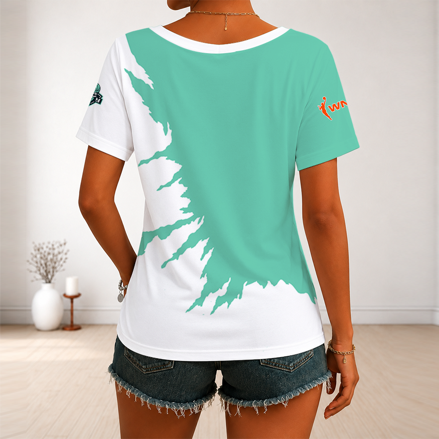 [FAN FAVORITE] NEW CUSTOMIZED WNBA10 NYL NEW YORK LIBERTY V-NECK FEMALE SHIRT