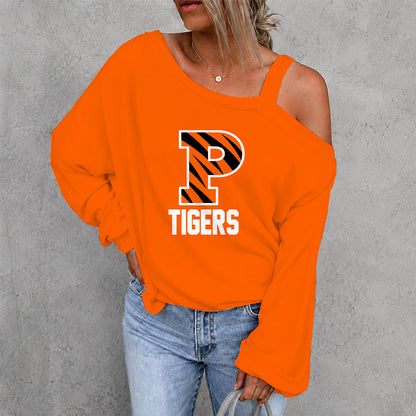 [FAN FAVORITE] NEW CUSTOMIZED NCAA CFH11 PRT PRINCETON TIGERS WOMEN'S OFF-SHOULDER LONG SLEEVE SHIRT
