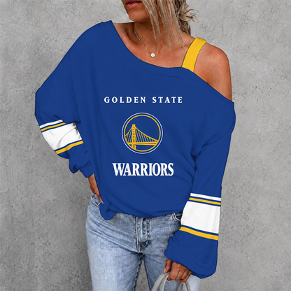 [HOT DEAL] NEW CUSTOMIZED NBA12 GSW GOLDEN STATE WARRIORS WOMEN'S OFF-SHOULDER LONG SLEEVE SHIRT