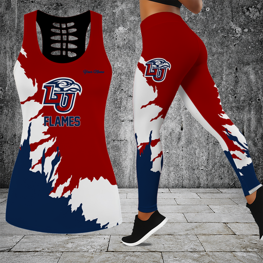 [FAN FAVORITE] NEW CUSTOMIZED NCAA CFH12 LIF LIBERTY FLAMES HOLLOW TANK TOP & LEGGINGS SET