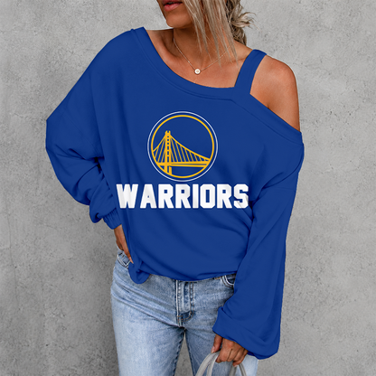 [HOT DEAL] NEW CUSTOMIZED NBA12 GSW GOLDEN STATE WARRIORS WOMEN'S OFF-SHOULDER LONG SLEEVE SHIRT