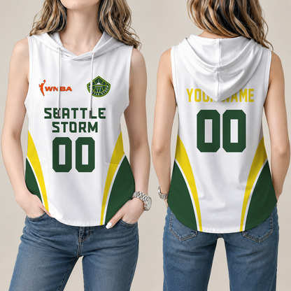 [FAN FAVORITE] NEW CUSTOMIZED WNBA12 STS SEATTLE STORM WOMEN'S SLEEVELESS HOODED POCKET TANK TOP