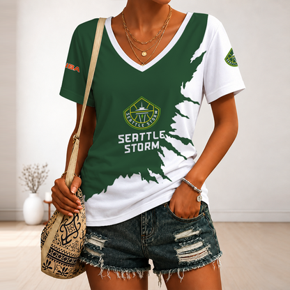 [FAN FAVORITE] NEW CUSTOMIZED WNBA12 STS SEATTLE STORM V-NECK FEMALE SHIRT